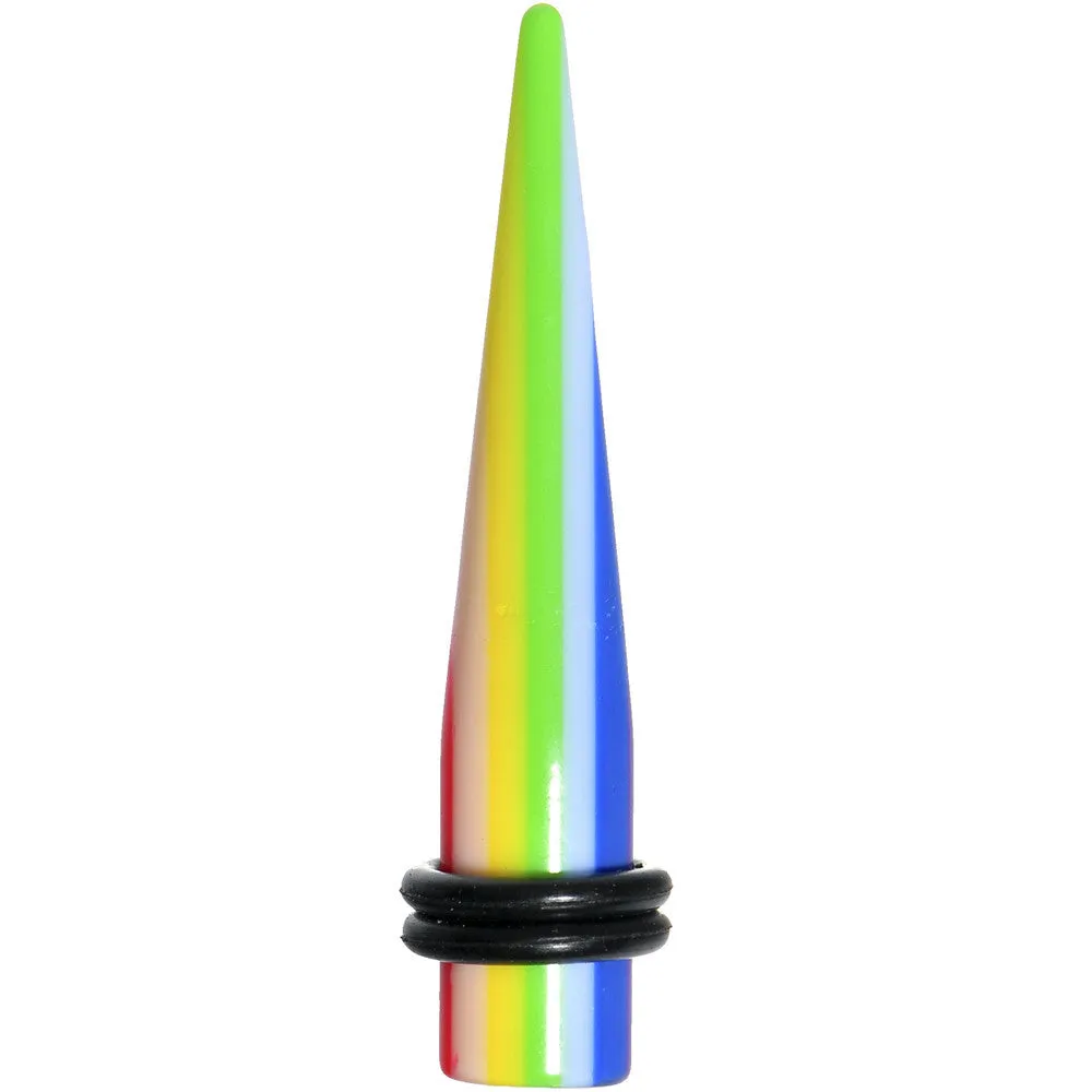 0 Gauge Acrylic Retro Rainbow Straight Taper