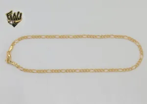 (1-0005) Gold Laminate - 3mm Figaro Link Anklet - 11 - BGF