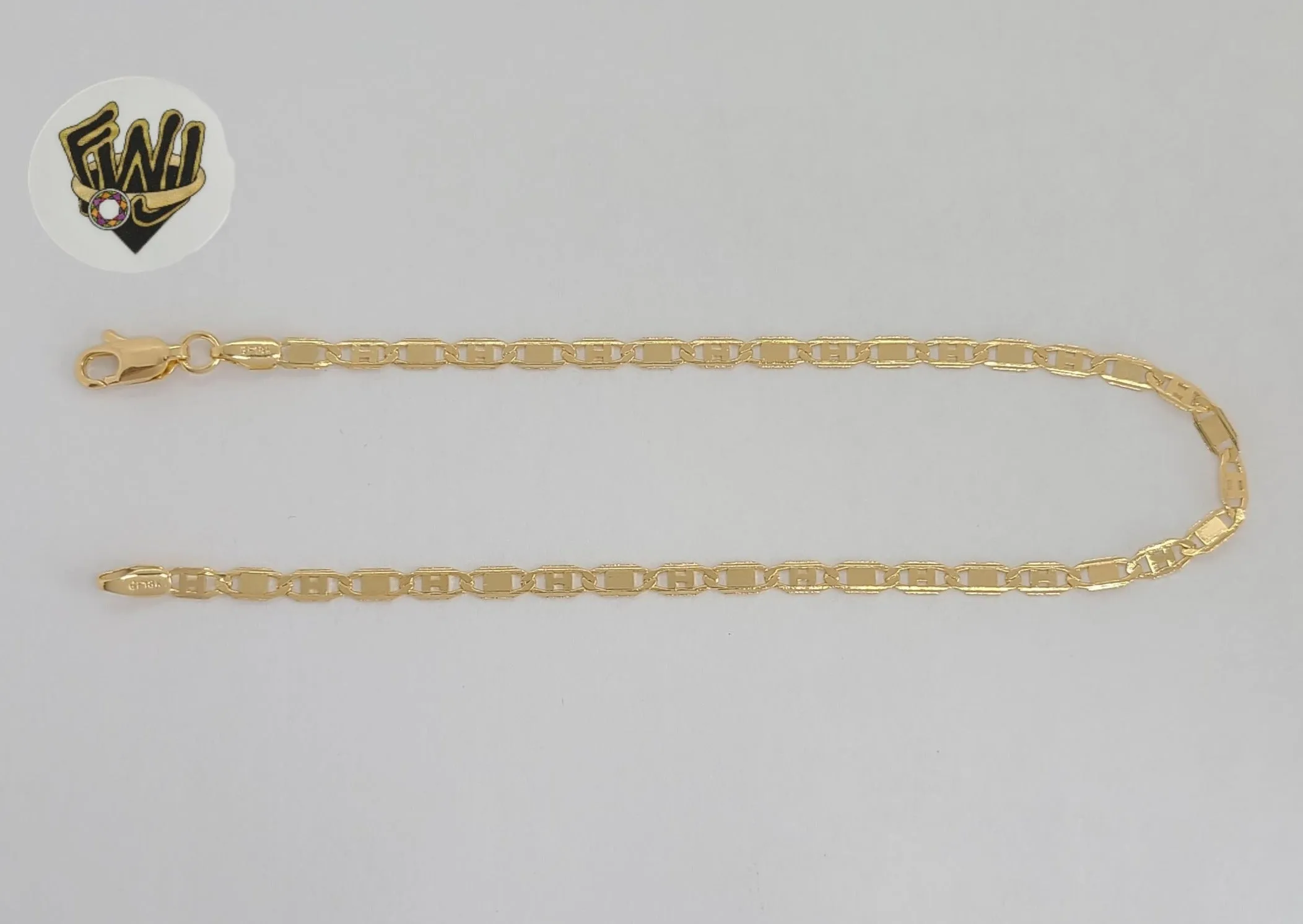 (1-0041) Gold Laminate - 3mm Alternative Mariner Link Anklet - 10 - BGF