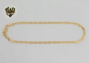 (1-0041) Gold Laminate - 3mm Alternative Mariner Link Anklet - 10 - BGF