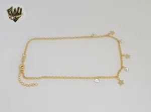 (1-0149) Gold Laminate - 2mm Link Charms Anklet - 10 - BGF