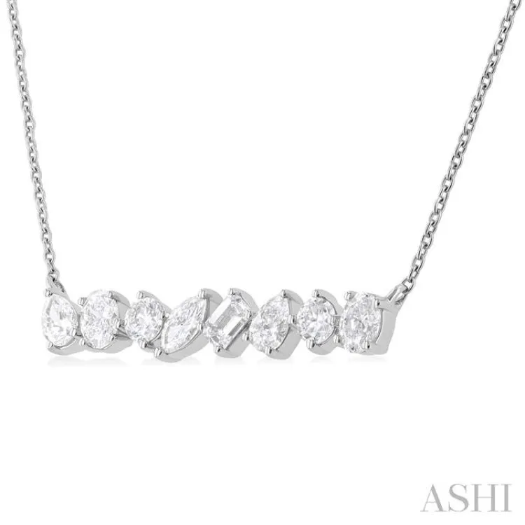 1 1/10 ctw Scatter Multi Cut Diamond Fashion Necklace in 14K White Gold