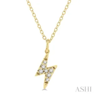 1/10 ctw Lightning Bolt Round Cut Diamond Petite Fashion Pendant With Chain in 10K Yellow Gold