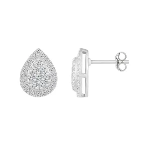 1/4 CTW Diamond Fashion Stud Pear Shaped Earrings in 10KT White Gold