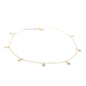 14k 7 Itty Bitty Dangling Star Charm Anklet