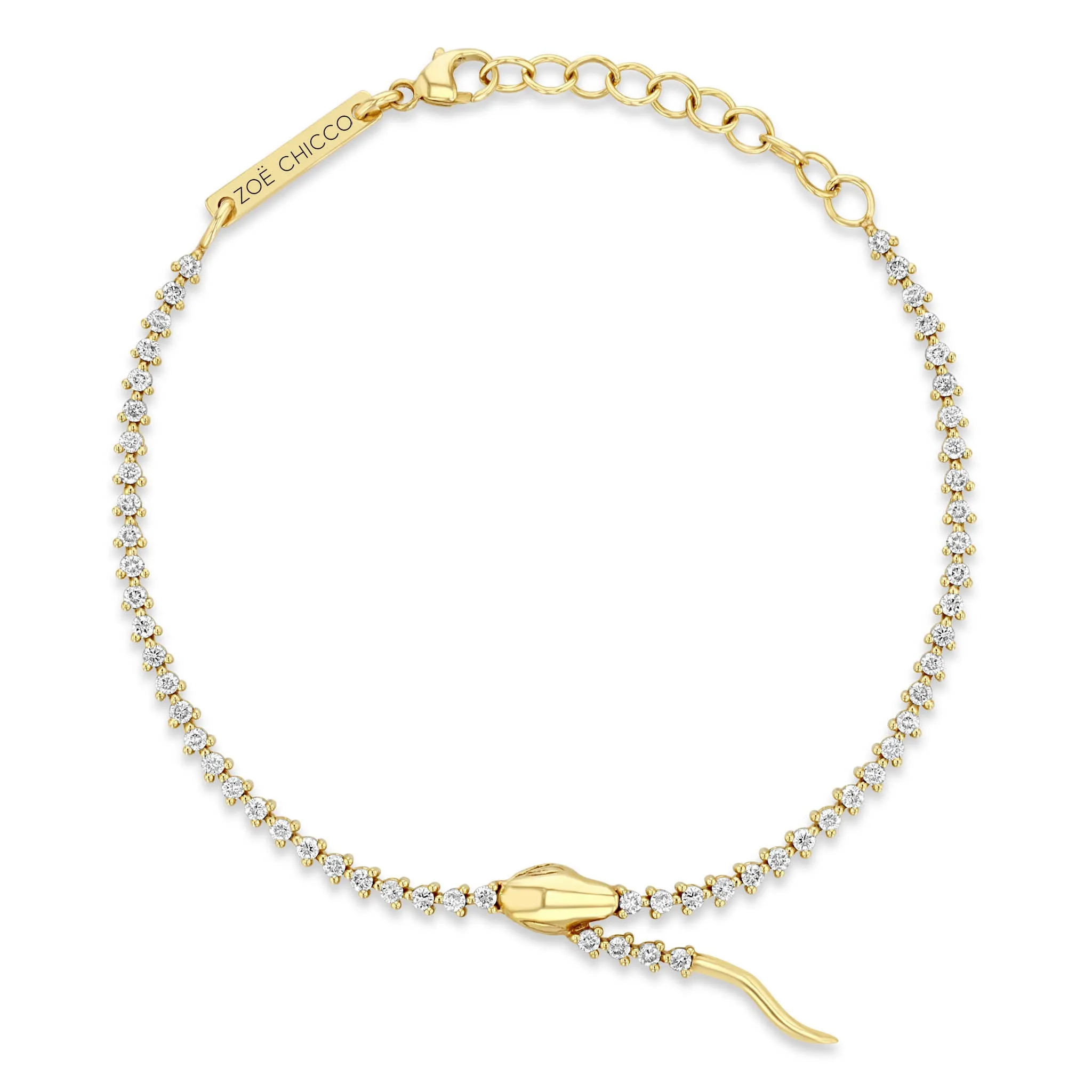 14k Diamond Tennis Snake Bracelet