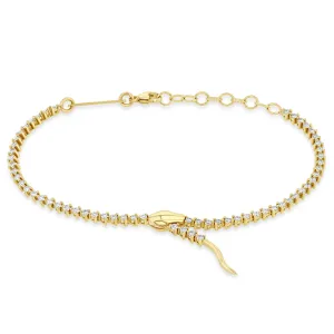 14k Diamond Tennis Snake Bracelet