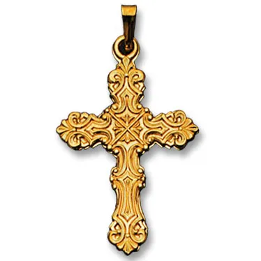 14k Yellow Gold Fancy Design Cross Pendant