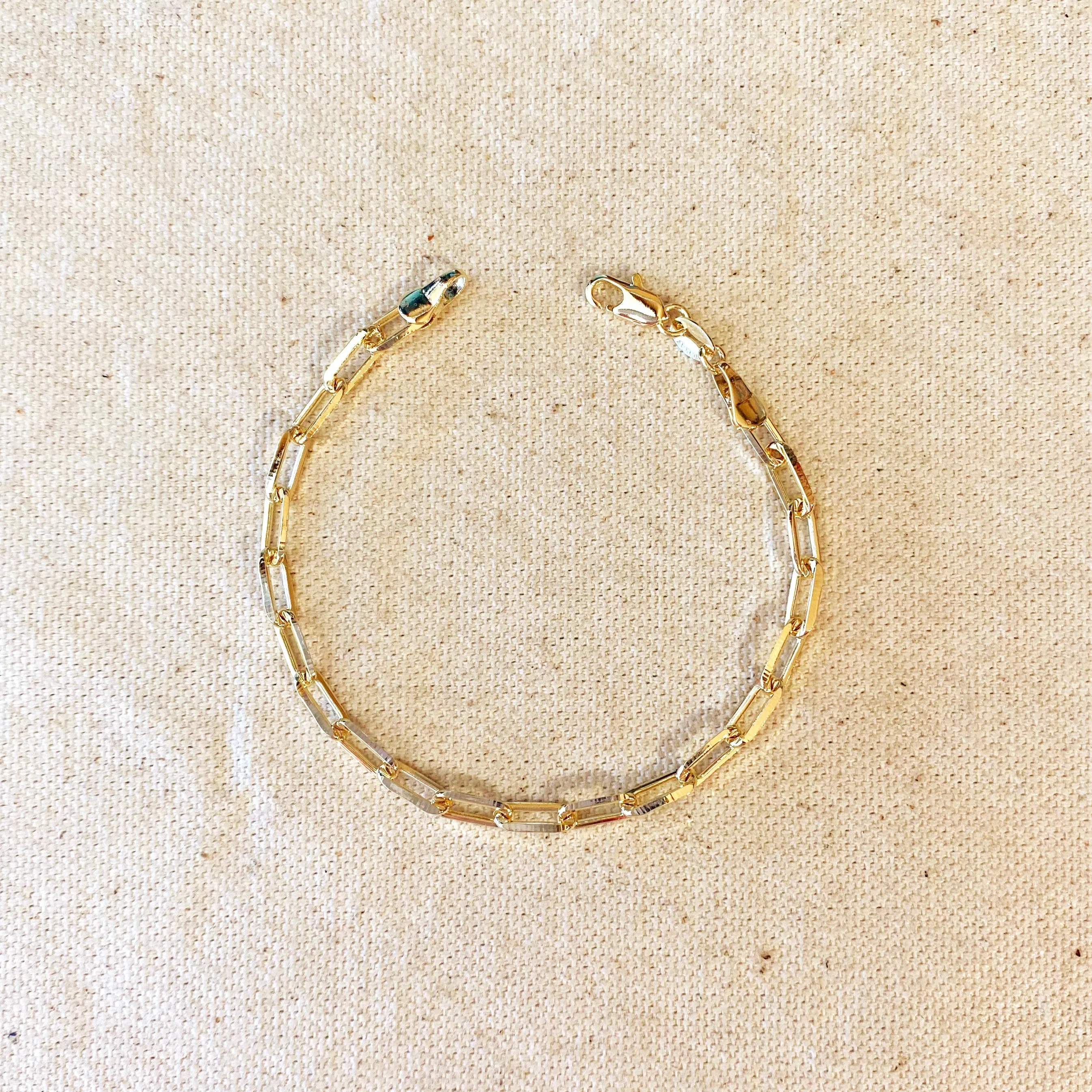 18k Gold Filled Paperclip Link Bracelet