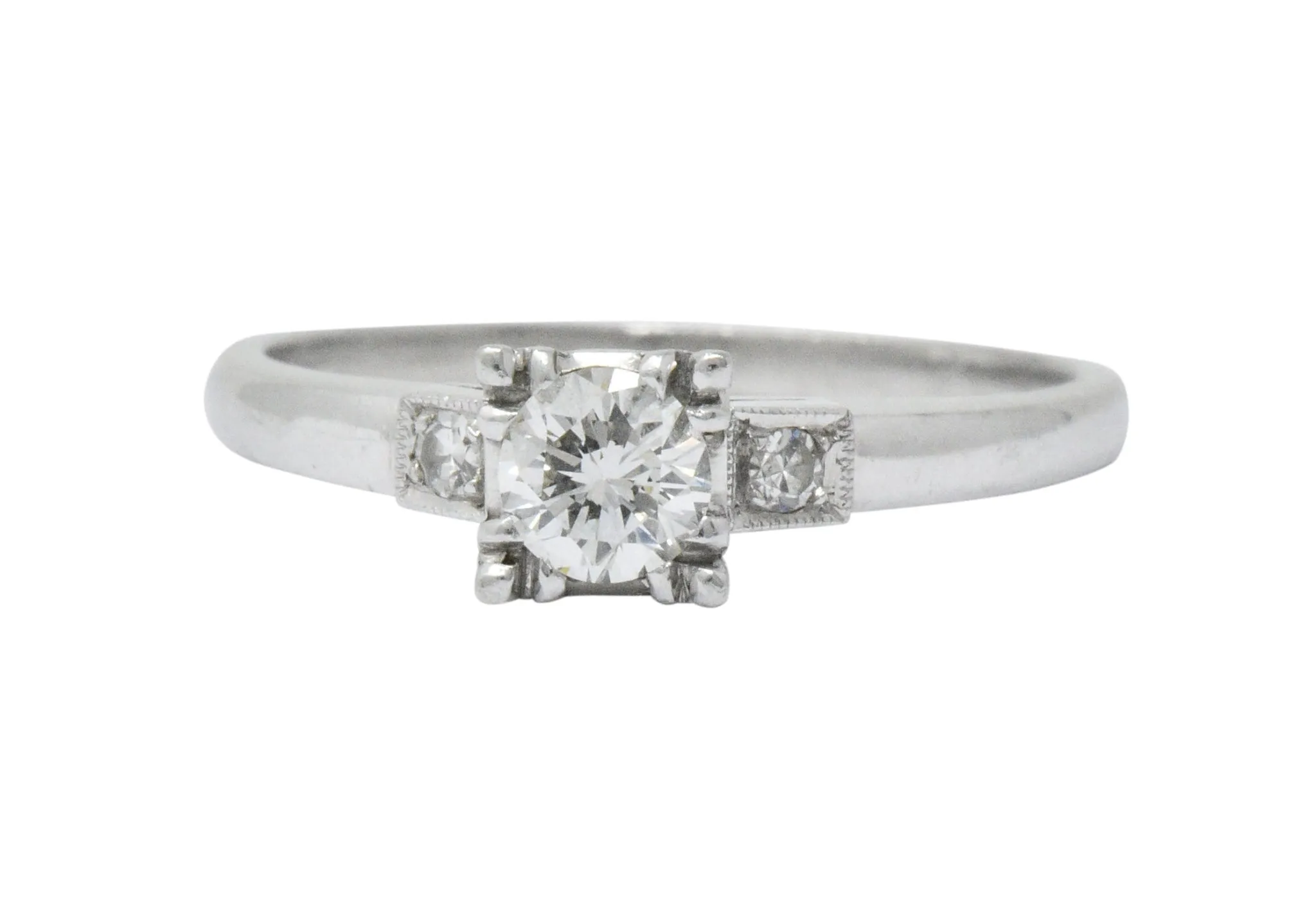 1950's Mid-Century 0.40 CTW Diamond Platinum Three Stone Engagement Ring