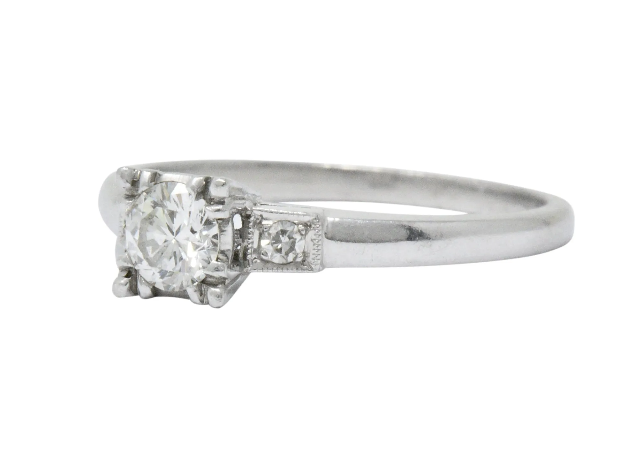 1950's Mid-Century 0.40 CTW Diamond Platinum Three Stone Engagement Ring