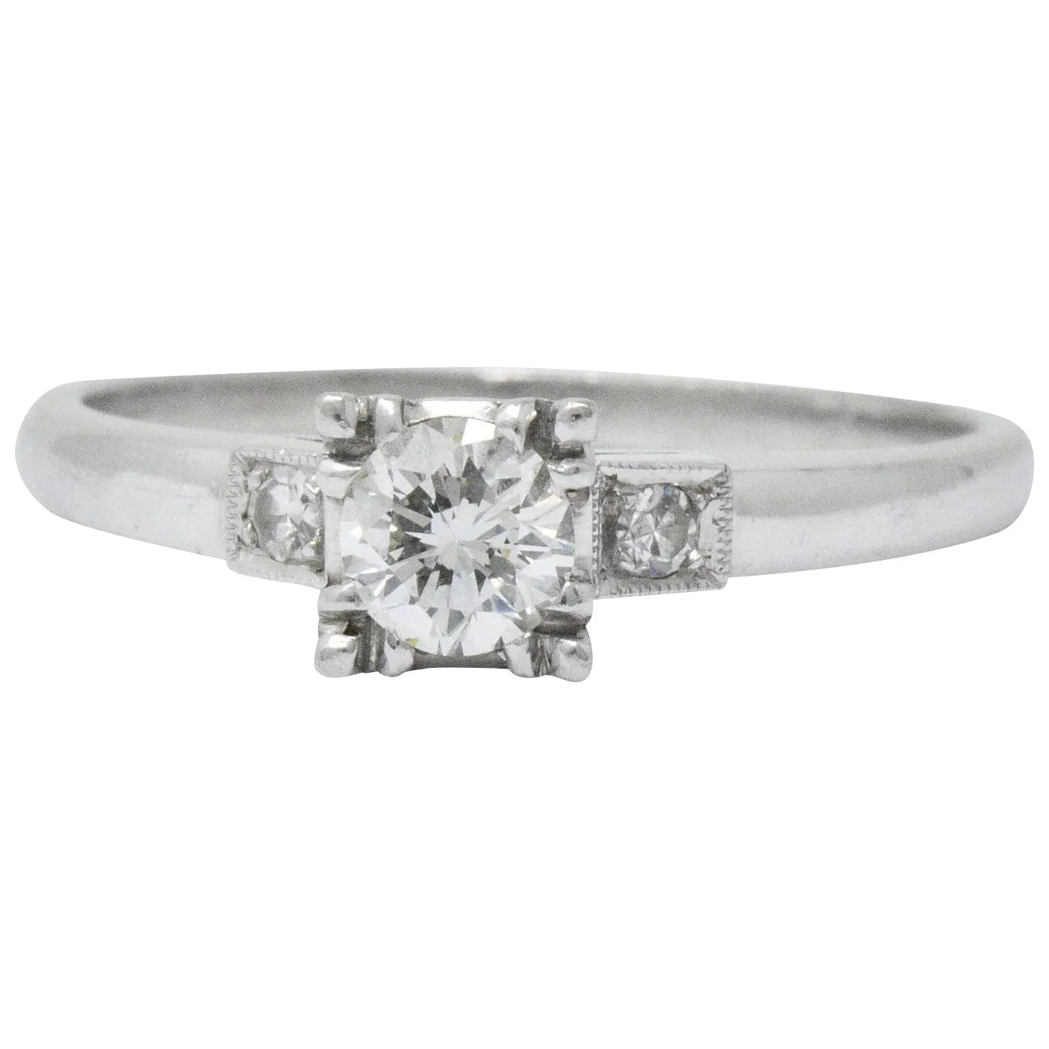 1950's Mid-Century 0.40 CTW Diamond Platinum Three Stone Engagement Ring