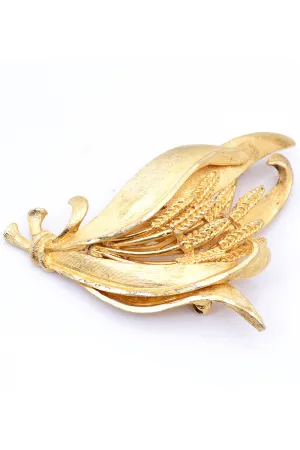 1960s Coro Vintage Gold Brooch Wheat