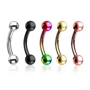 5 Pcs Value Pack Plated Mixed Color 316L Surgical Steel WildKlass Eyebrow Curve Ring