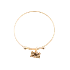 Adjustable Bangle with White House Charm in Gold Finish