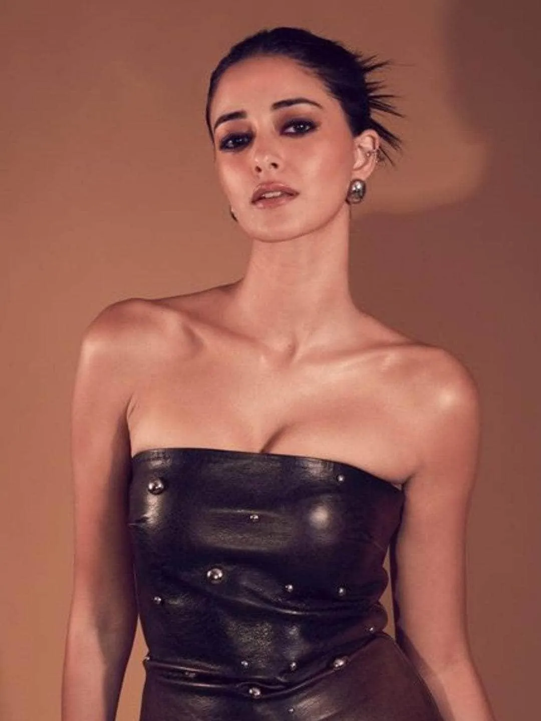 Ananya Pandey In Elegant Half Round Shape Hanging Earrings