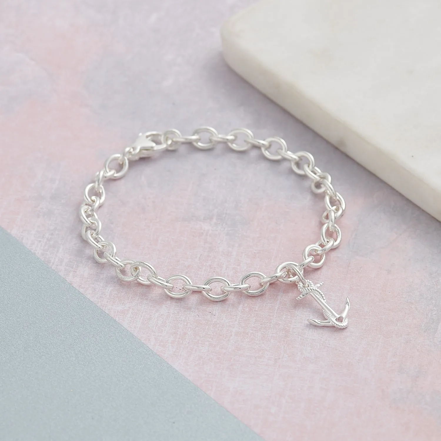 Anchor Silver Charm Bracelet