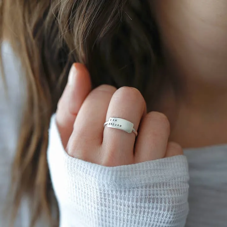 Be Present: Inspirational Handstamped Ring