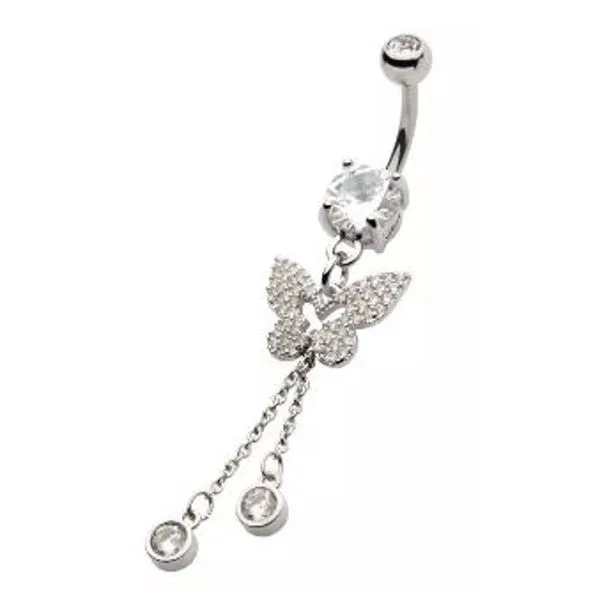 Belly Ring - Cubic Zirconia - Butterfly