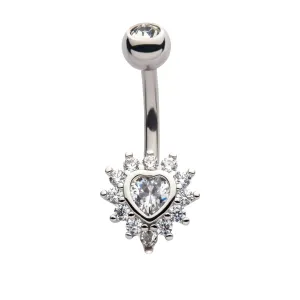 Belly Ring - Heart Cubic Zirconia