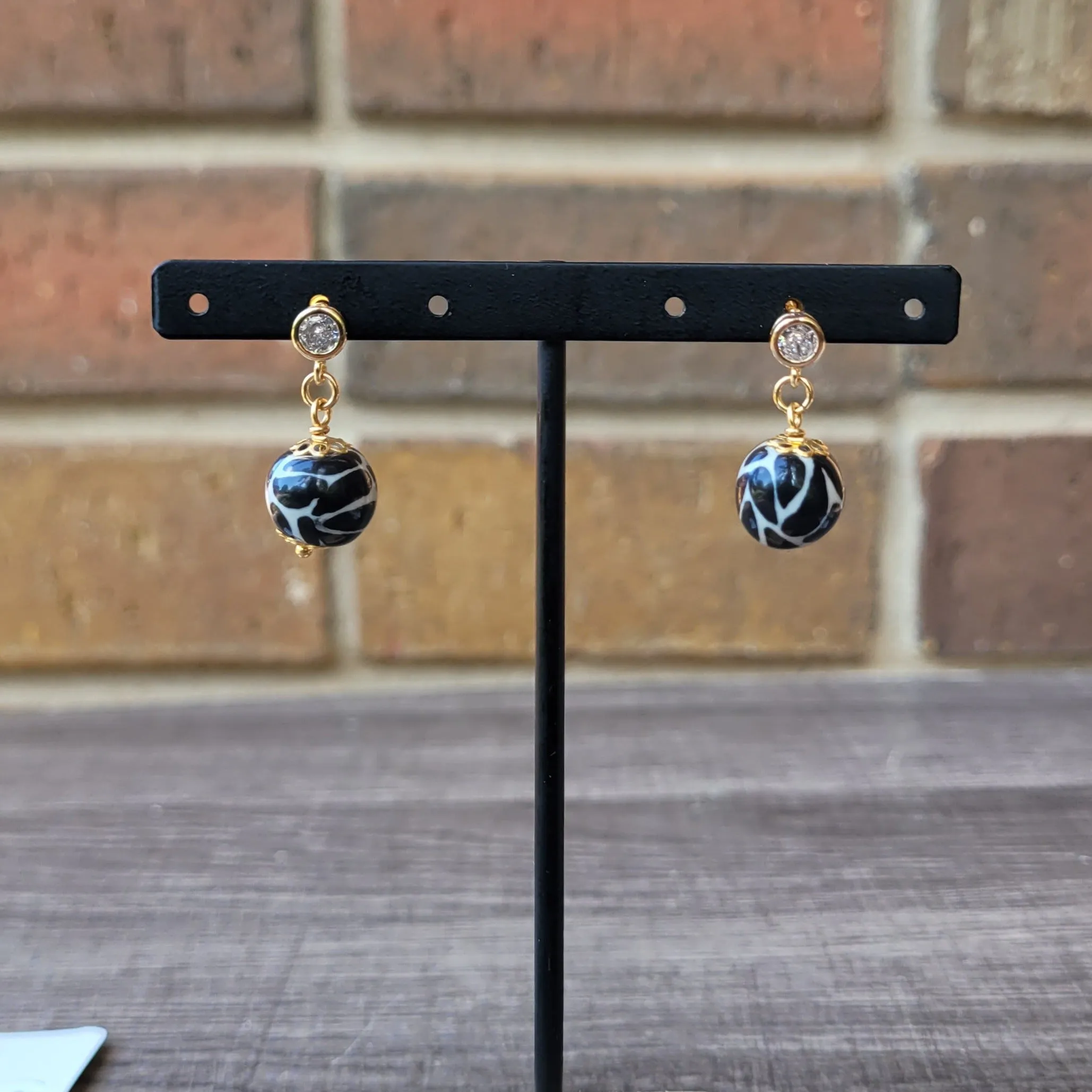 Black bolita talavera earrings