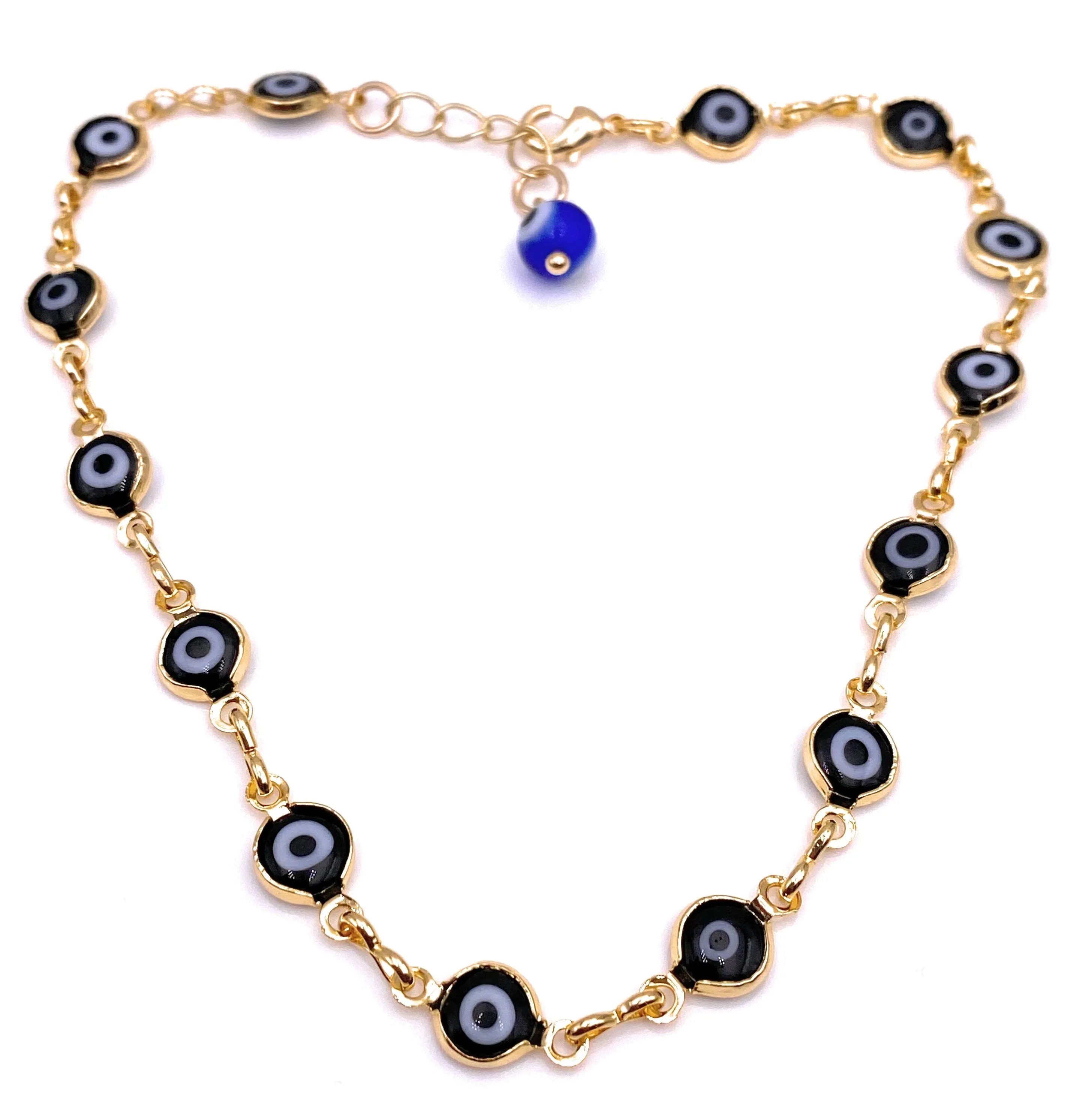 Black Evil Eye 18k Gold Plated Anklets Bracelet for Women