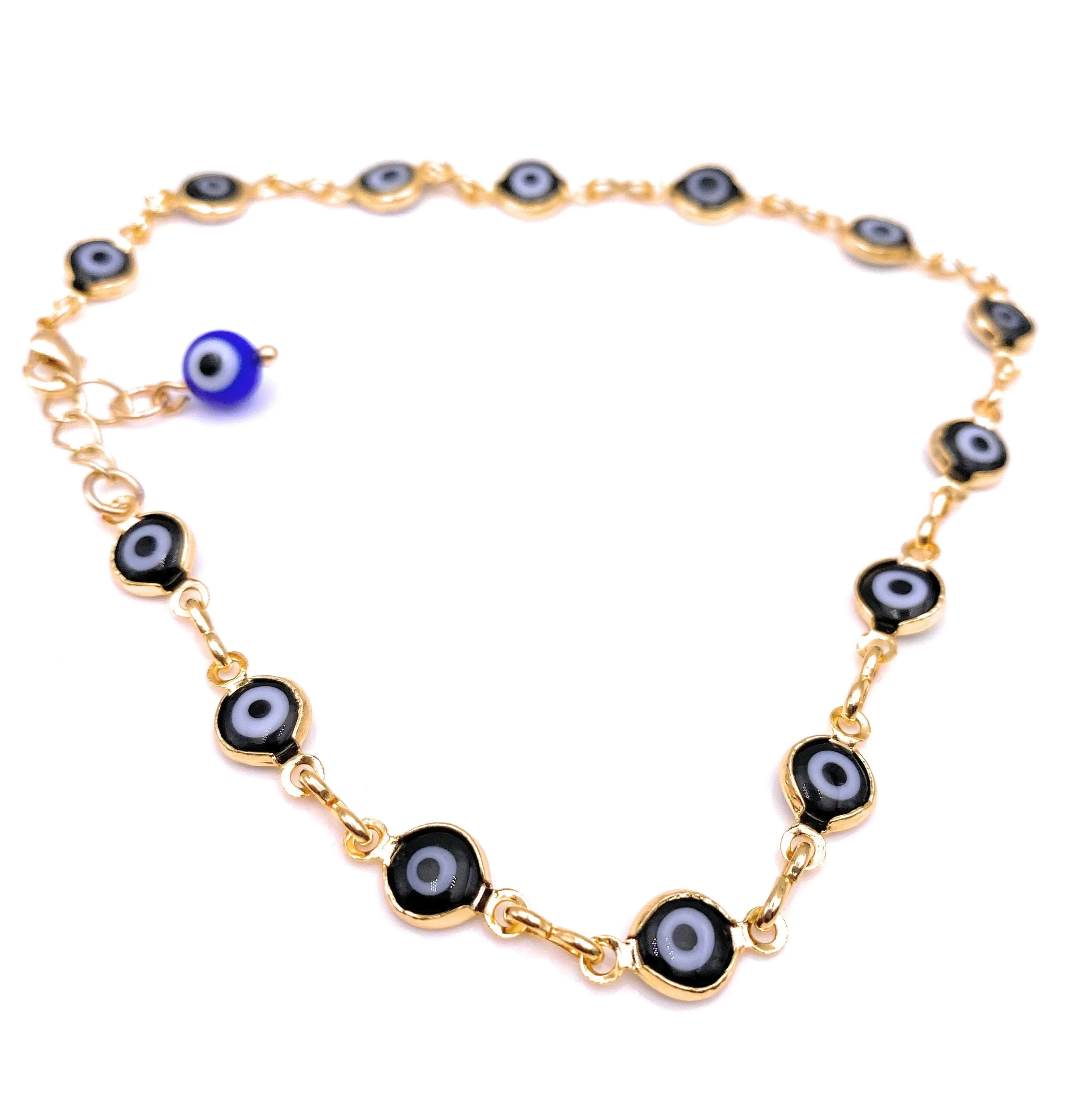 Black Evil Eye 18k Gold Plated Anklets Bracelet for Women