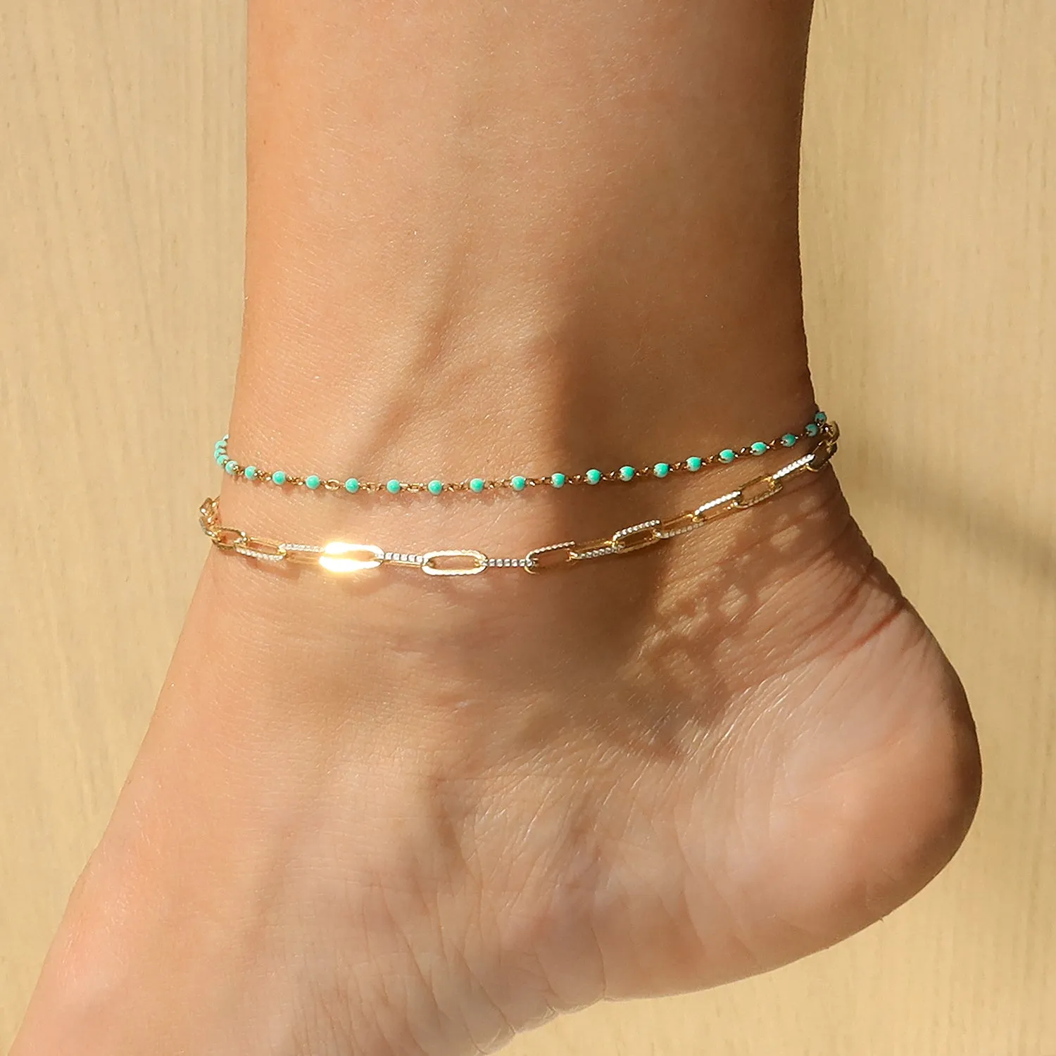 Candy Chain Anklet | Turquoise & Silver