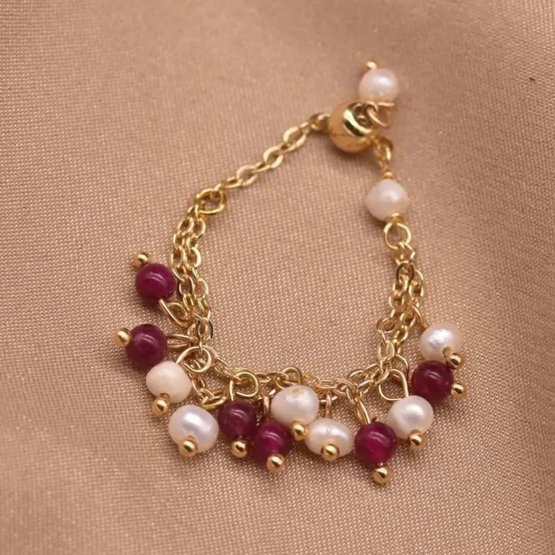 Chokore Maroon Freshwater Pearl Bolo ring