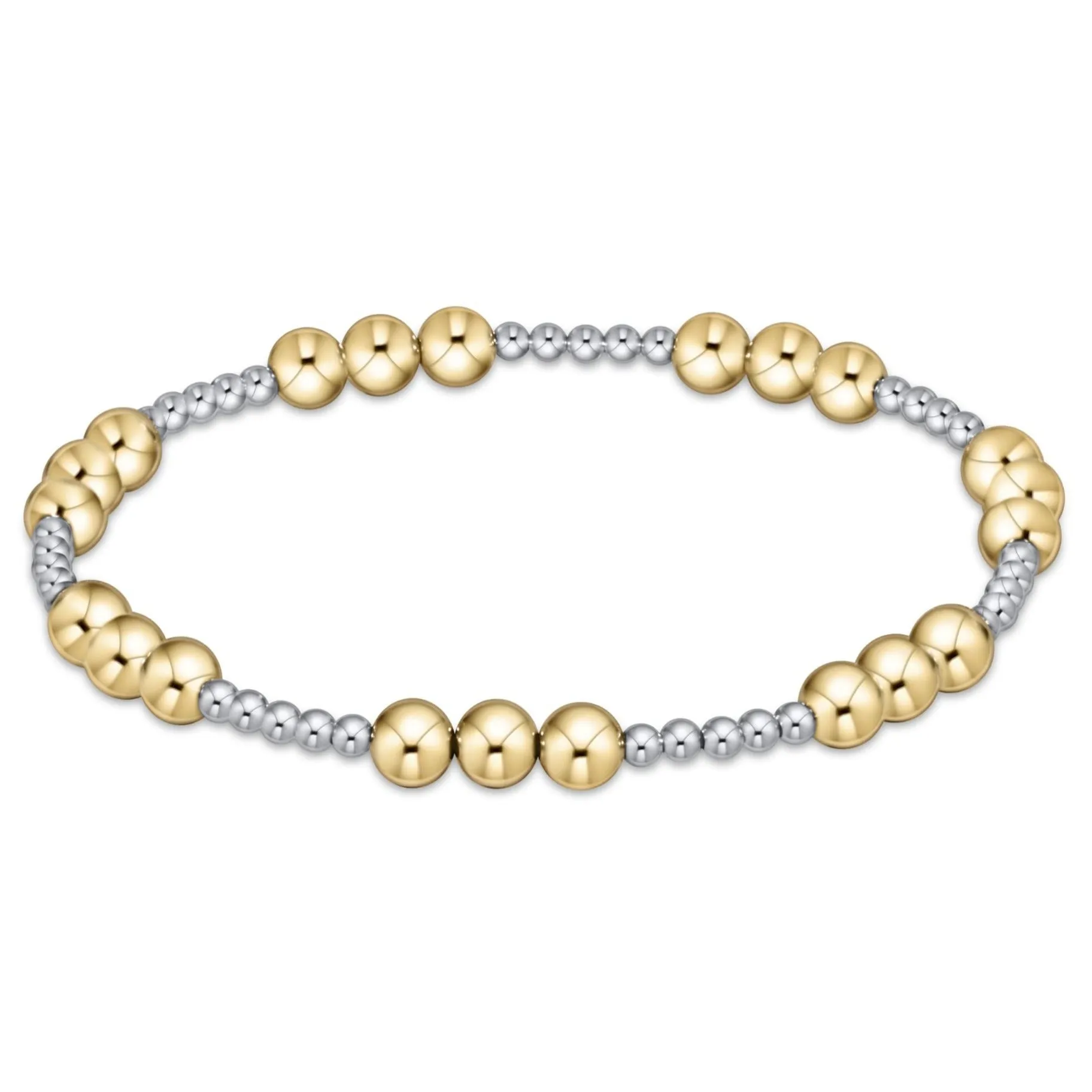 Classic Joy Pattern 5mm Bead Bracelet - Mixed Metal