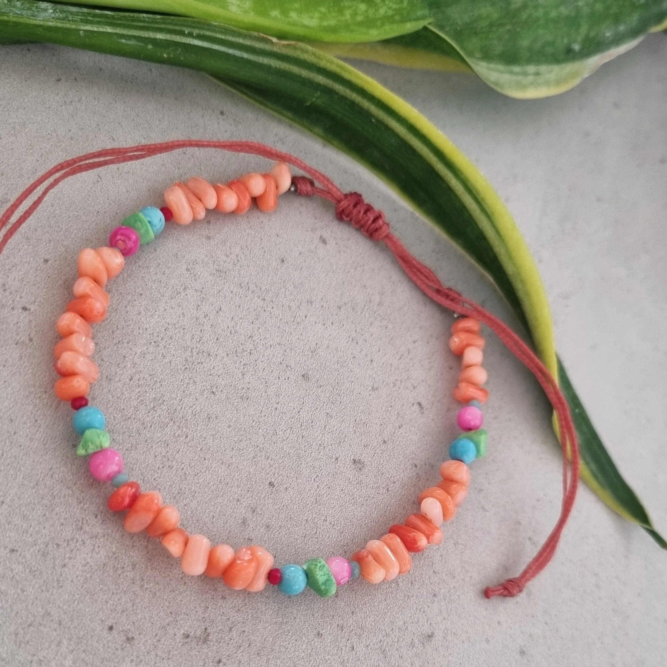 Coral anklet