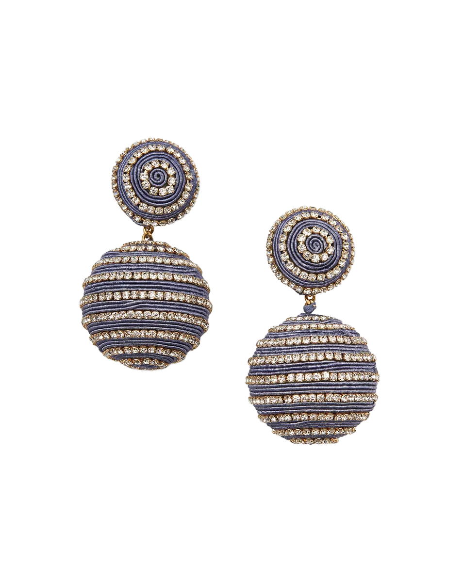 Crystal Blue Stripe Drop Earrings | Clip Backing