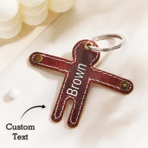 Custom Engraved Keychains Leather Creative Human Shape Funny Gifts