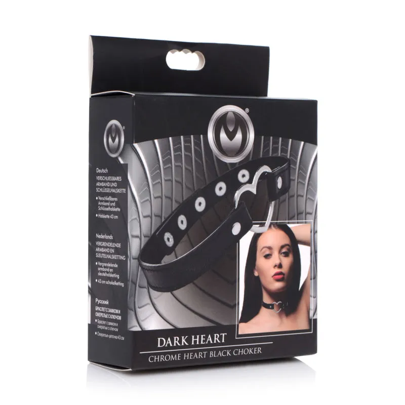 Dark Heart Chrome Heart Black Choker - Black