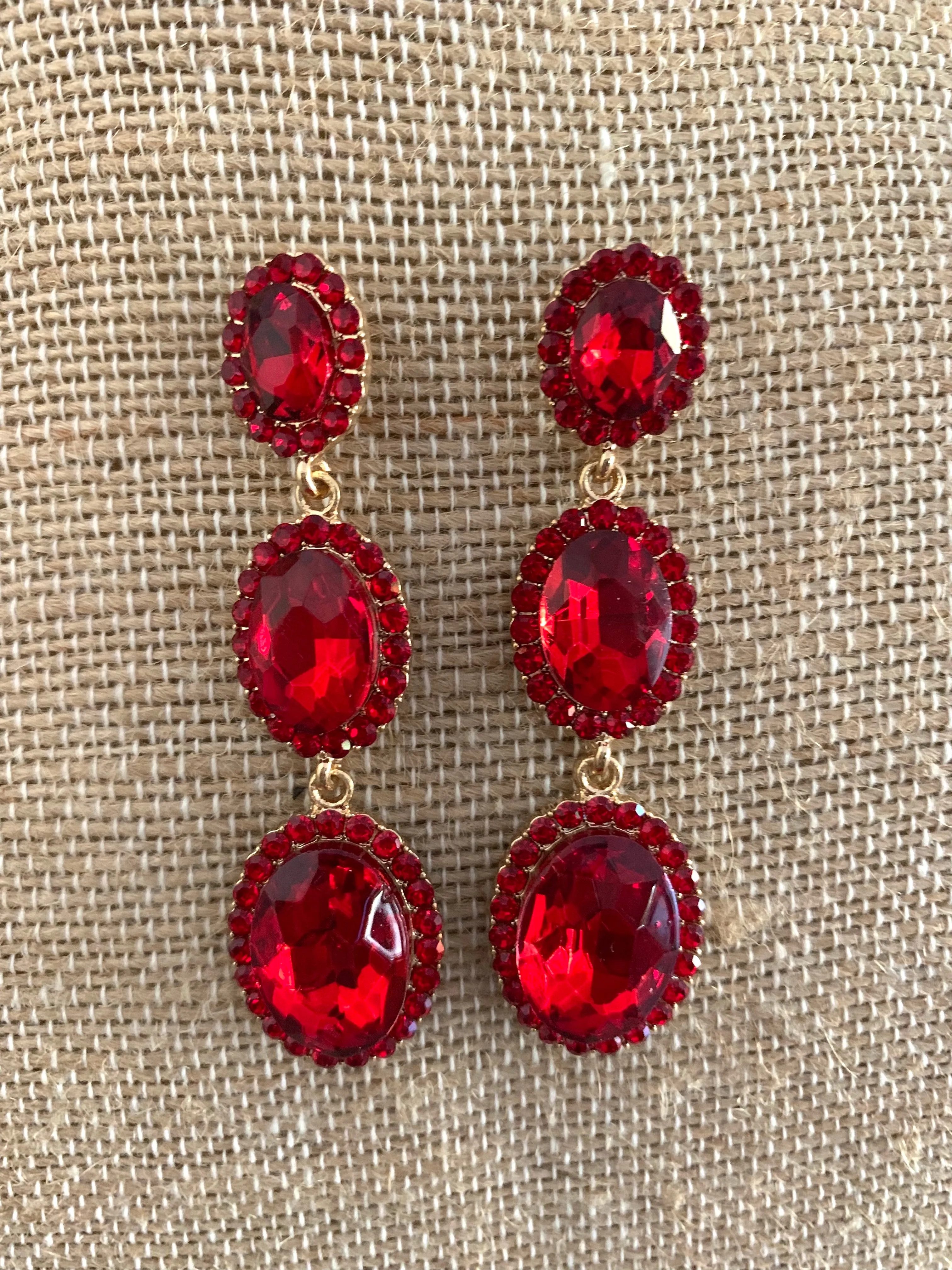 Fancy Red Crystal Earrings