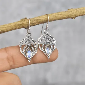 Feather - Moonstone Earrings