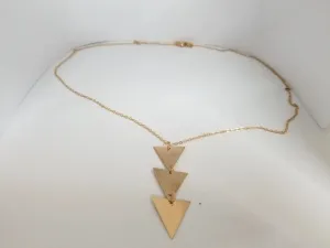 Gilded Alloy Triangle Pendant Necklace