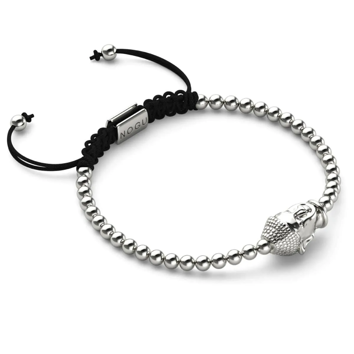 Gilded Buddha | Silver | Black | Macrame Charmballa Bracelet