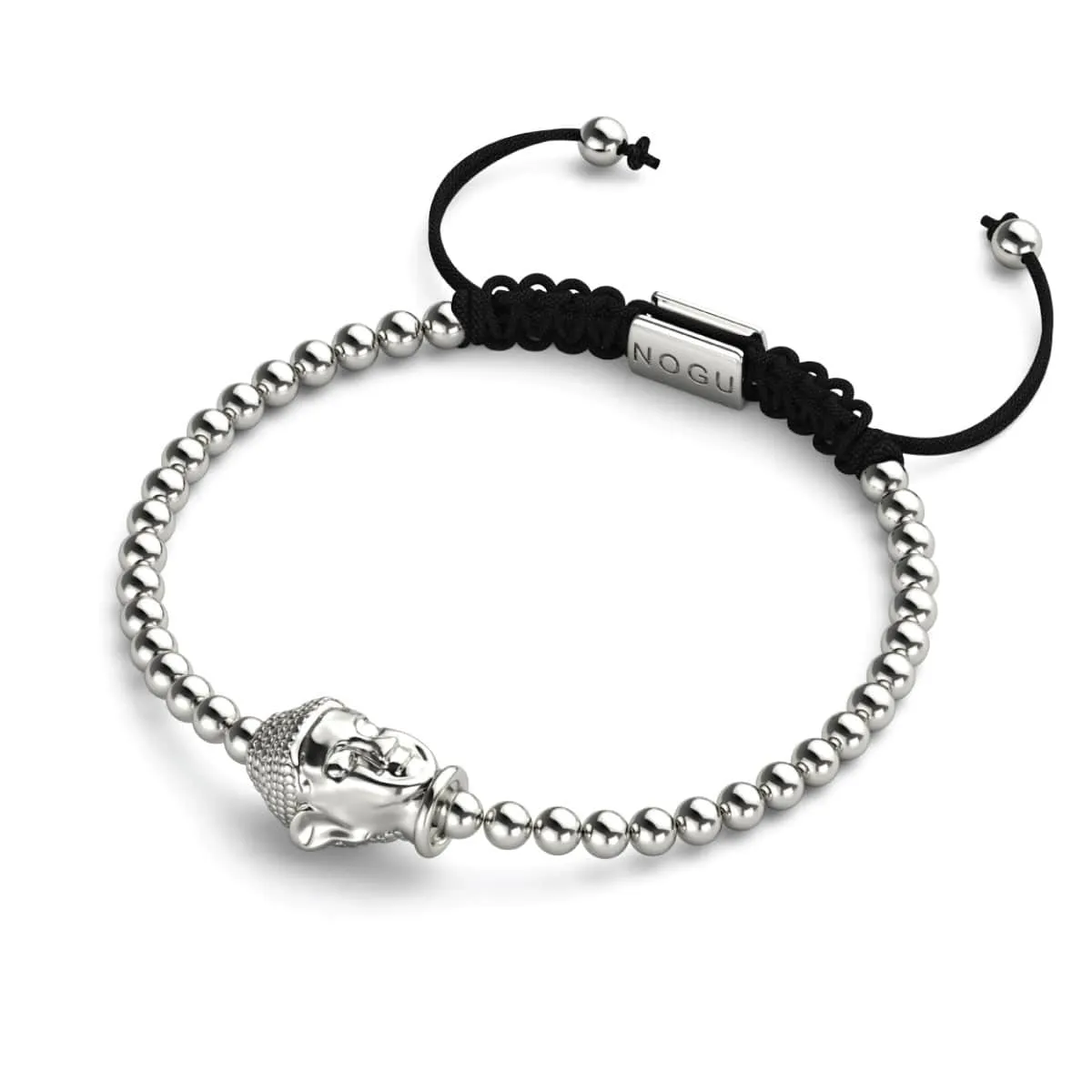 Gilded Buddha | Silver | Black | Macrame Charmballa Bracelet