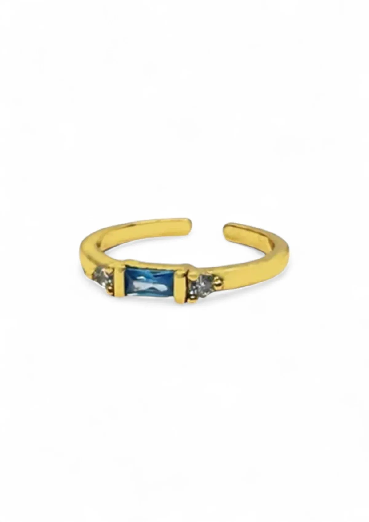 Gold Fill Cubic Zirconia Adjustable Ring - Aqua