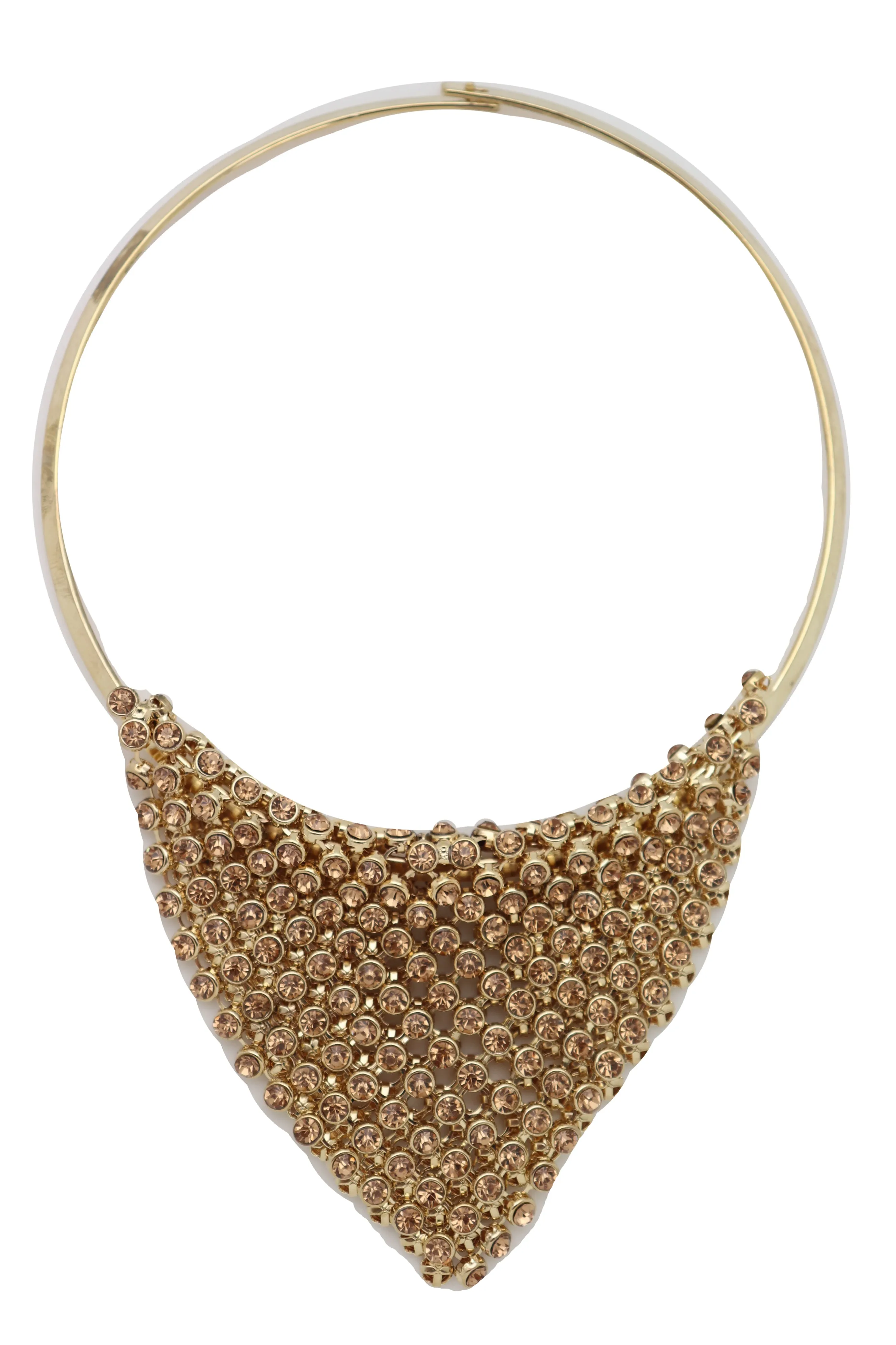 Gold Metal Choker Bib Strand Jewelry Fashion Necklace Bling Mesh Elegant