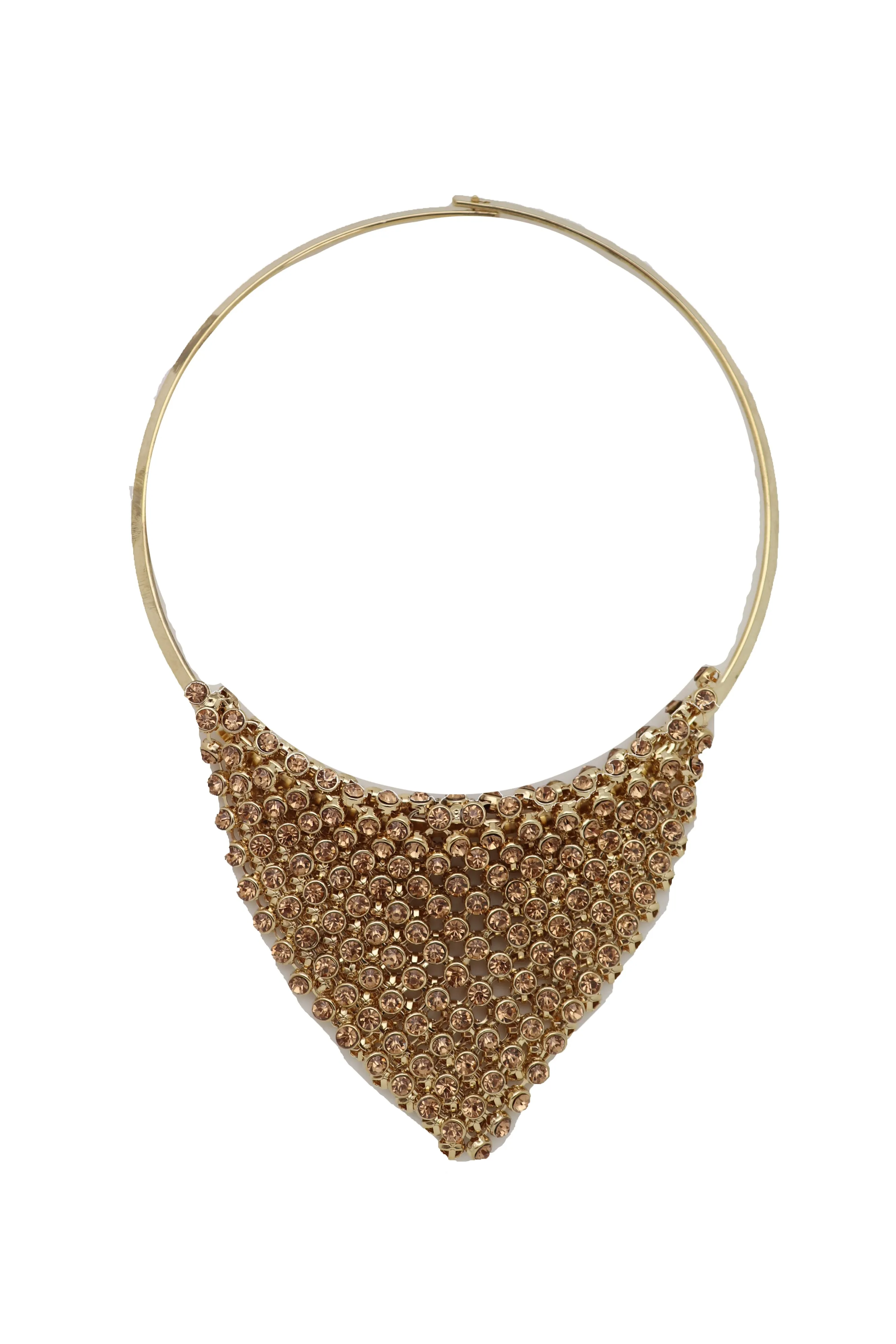 Gold Metal Choker Bib Strand Jewelry Fashion Necklace Bling Mesh Elegant