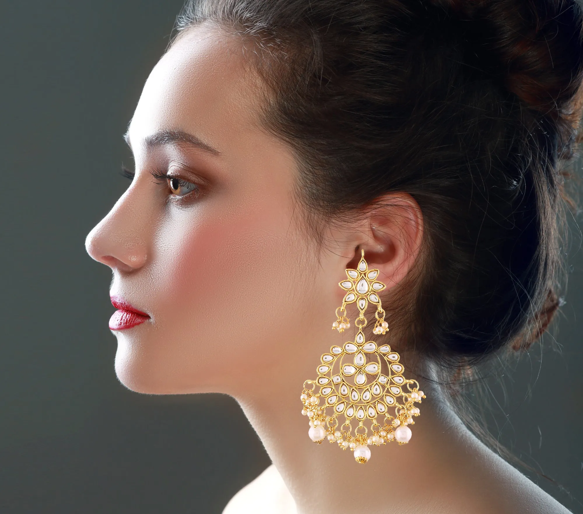 GoldPlated Fashion Chandbali Hook Dangler Stylish Fancy Party Wear Earrings