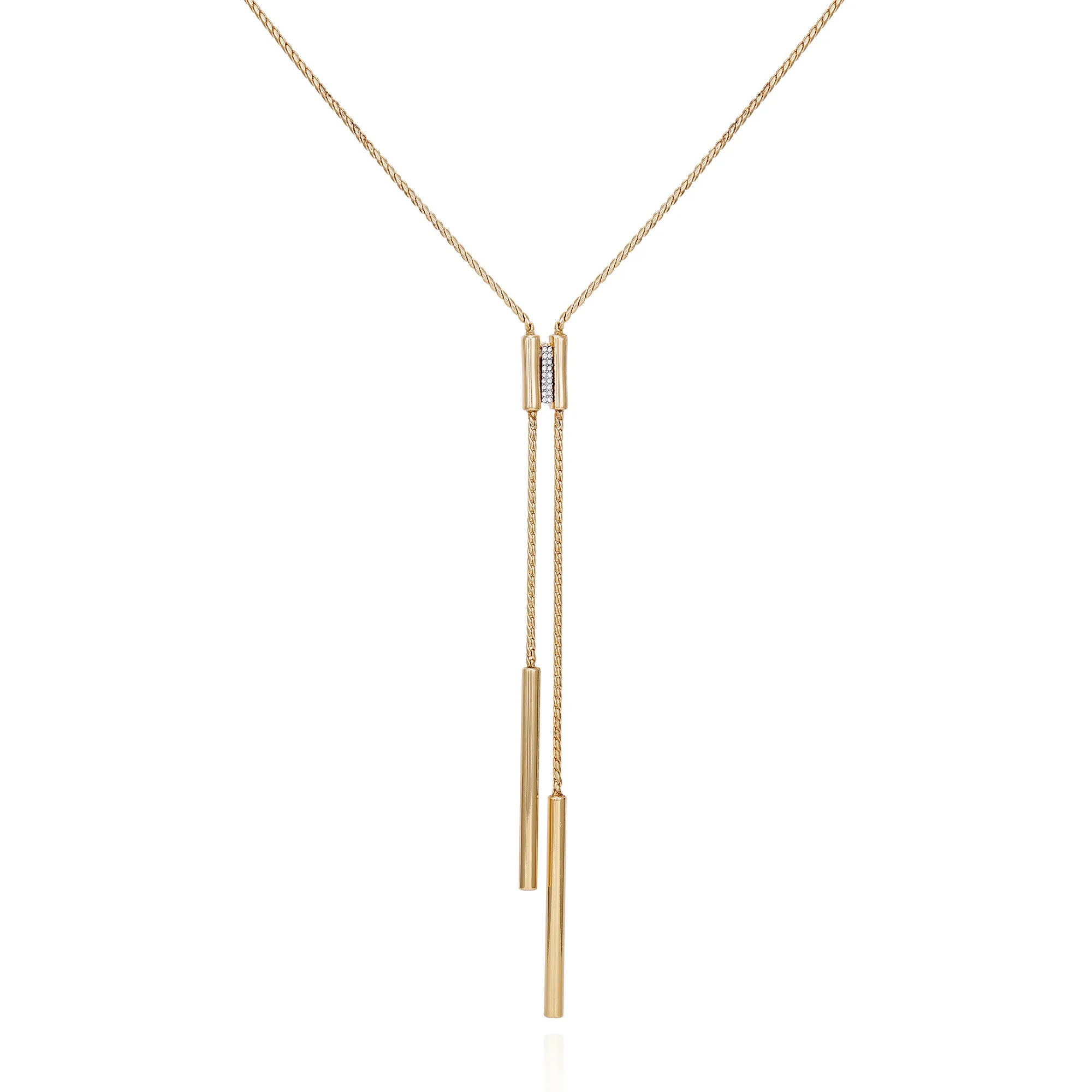 Goldtone Crystal Stone Long Y-Necklace