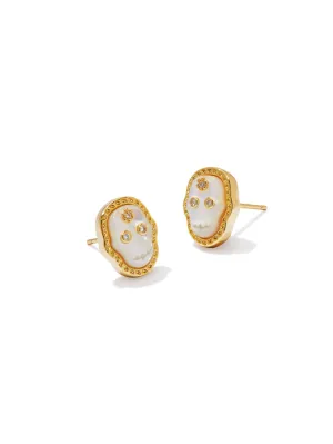 Kendra Scott Skeleton Stud Earrings - Gold Ivory Mop