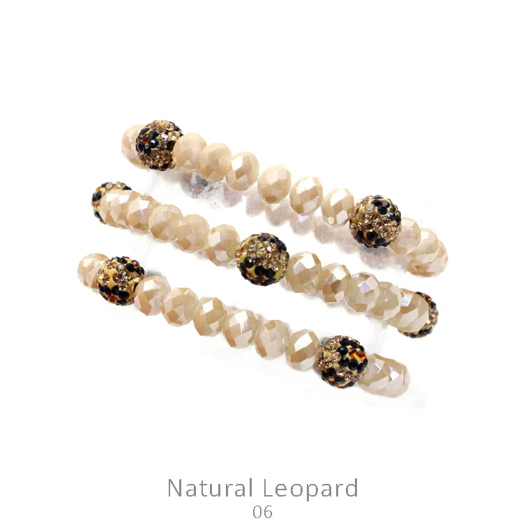 Leopard Crystal Beaded Bracelet Set