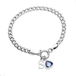 Letter & birthstone bracelet silver