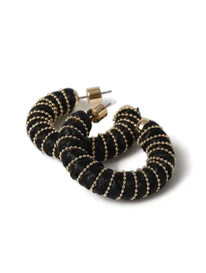 Liars & Lovers Raffia Wrapped Black Hoop Earrings