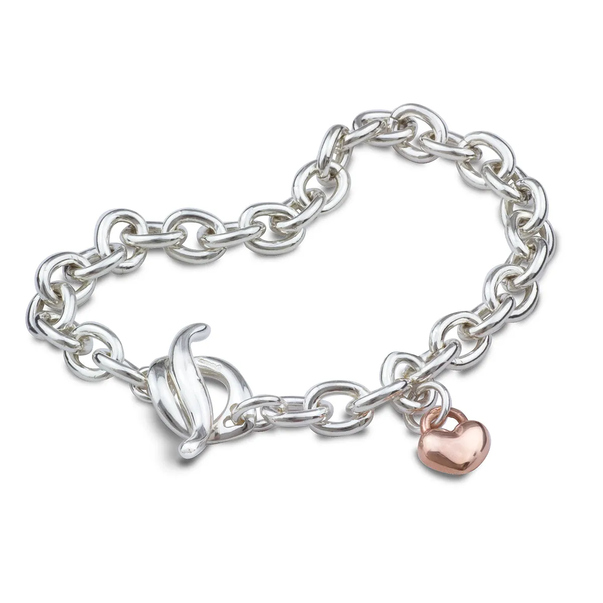 Lifetime Silver Charm Bracelet with Rose Gold Heart