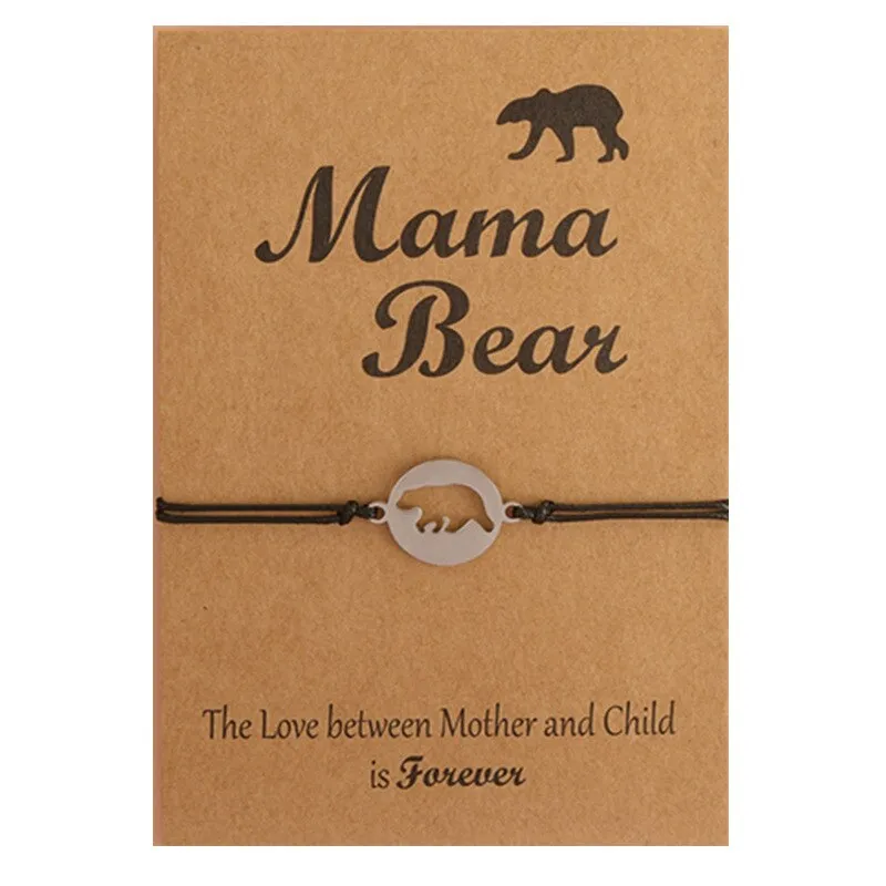 Mama Bear Bracelet with 2 Baby Bear Card Bracelets